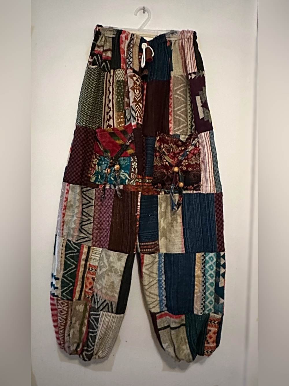 Warm Wool  Women's Patchwork Wide Leg Pants in Multicolor